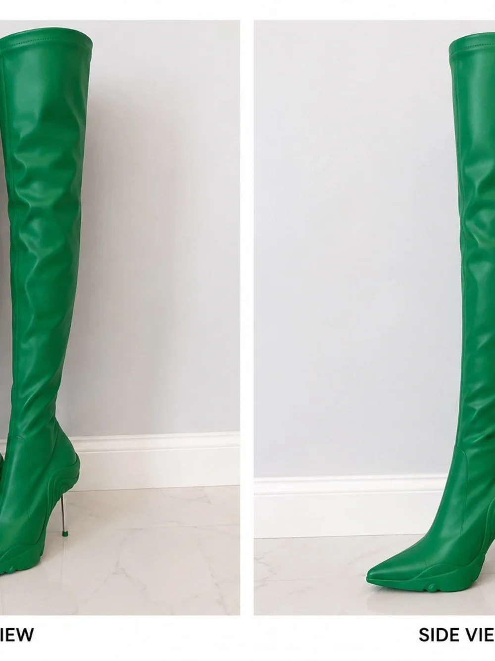 Green Over-the-Knee Women's Stiletto Boots